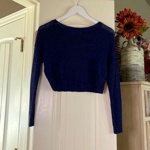 Navy Sweater Crop Top